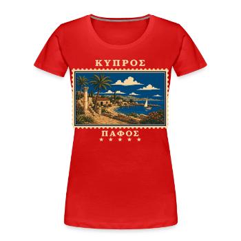 Zypern Paphos Vintage Reisemarke - Frauen Premium Bio T-Shirt - Rot - Vorne - Mia (176cm)
