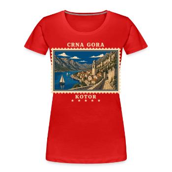 Montenegro Kotor Vintage Reisemarke - Frauen Premium Bio T-Shirt - Rot - Vorne - Mia (176cm)