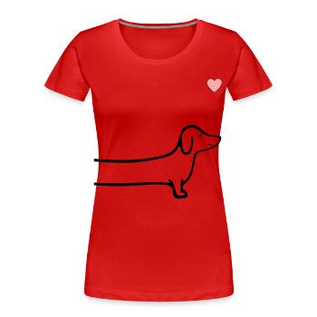 Dackel Herz Hunde - Frauen Premium Bio T-Shirt - Rot - Vorne - Mia (176cm)