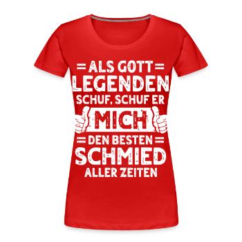 Schmied - Frauen Premium Bio T-Shirt - Rot - Vorne - Mia (176cm)