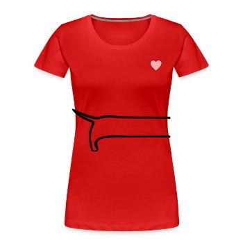 Minimalistisch Hunde Rücken - Frauen Premium Bio T-Shirt - Rot - Vorne - Mia (176cm)
