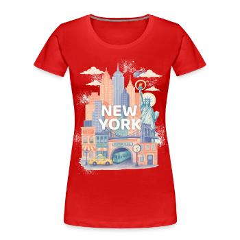 New York Watercolor Skyline - Women's Premium Organic T-Shirt - red - Front - Mia (176cm)