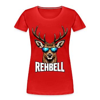 Rehbell Hirsch Sonnenbrille Reh Rebel - Frauen Premium Bio T-Shirt - Rot - Vorne - Mia (176cm)