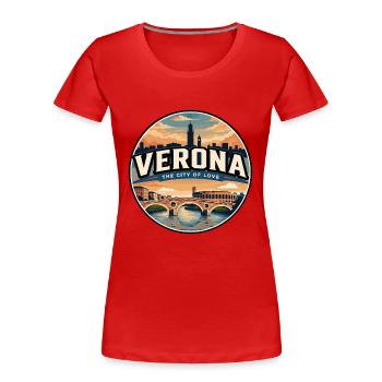 Retro Verona Roman Arena Reiseabzeichen - Frauen Premium Bio T-Shirt - Rot - Vorne - Mia (176cm)
