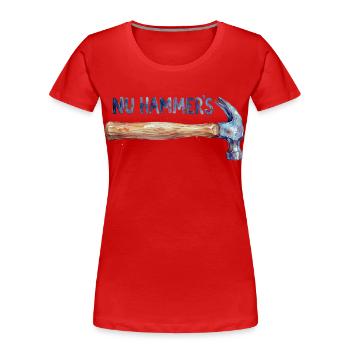 Aquarell Hammer - Nu Hammer's - Frauen Premium Bio T-Shirt - Rot - Vorne - Mia (176cm)
