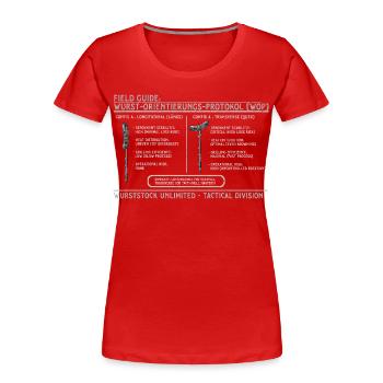 Wurstorientierungsprotokoll Graphic - Frauen Premium Bio T-Shirt - Rot - Vorne - Mia (176cm)