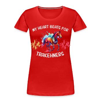Trakehner Herzlinie Pferd - Frauen Premium Bio T-Shirt - Rot - Vorne - Mia (176cm)