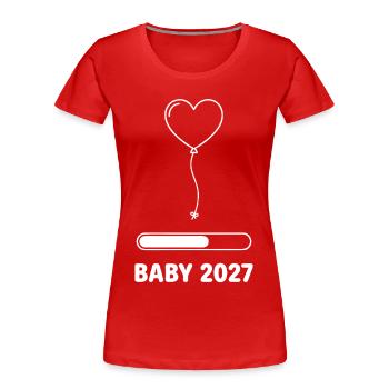 Grossesse au ballon cardiaque du bébé 2027 - T-shirt bio Premium Femme - rouge - Devant - Mia (176cm)