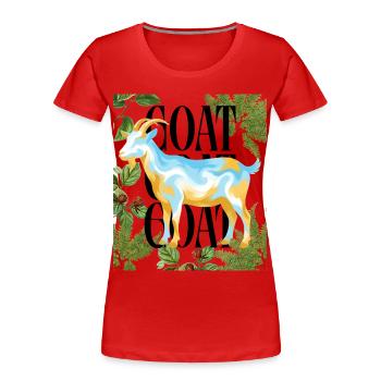 GOAT Legacy Argentina Colors Fußball-Tribute - Frauen Premium Bio T-Shirt - Rot - Vorne - Mia (176cm)