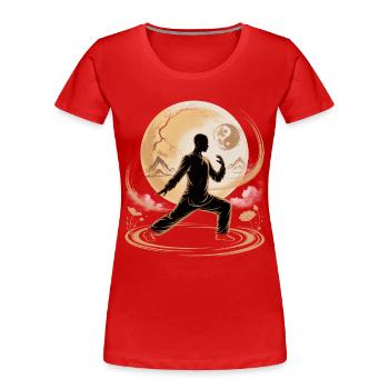 Tai Chi Zen Meditation – Chi Qigong Training - Frauen Premium Bio T-Shirt - Rot - Vorne - Mia (176cm)