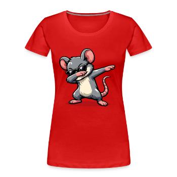 Dabbing Maus - Frauen Premium Bio T-Shirt - Rot - Vorne - Mia (176cm)