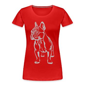 French Bulldoge - Frauen Premium Bio T-Shirt - Rot - Vorne - Mia (176cm)
