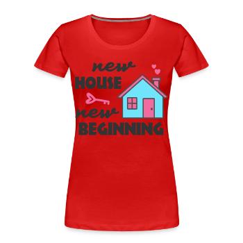 Nouvelle maison Nouveau départ - T-shirt bio Premium Femme - rouge - Devant - Mia (176cm)