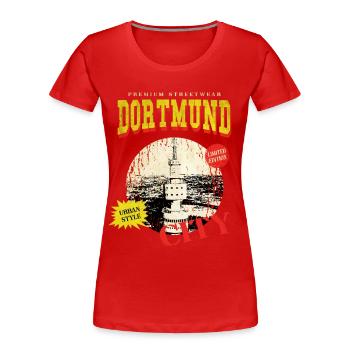 Dortmund Allemagne City Skyline Vintage Rétro - T-shirt bio Premium Femme - rouge - Devant - Mia (176cm)