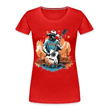 Musique Country Guitare Guitariste Chanteur Vintage - T-shirt bio Premium Femme - rouge - Devant - Mia (176cm)
