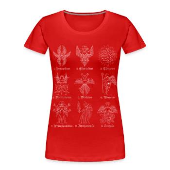Anges bibliquement exacts neuf rangs d’anges - T-shirt bio Premium Femme - rouge - Devant - Mia (176cm)