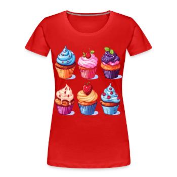 Cupcakes Cupcake Süßigkeiten Backwaren - Frauen Premium Bio T-Shirt - Rot - Vorne - Mia (176cm)