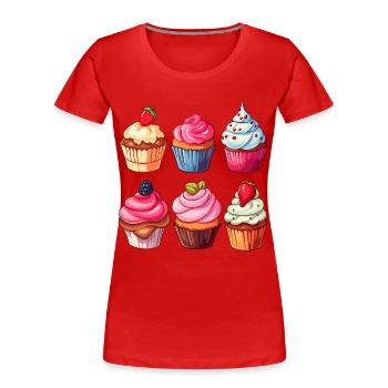 Cupcakes Cupcake Süßigkeiten Backwaren - Frauen Premium Bio T-Shirt - Rot - Vorne - Mia (176cm)