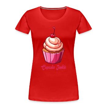 Cupcake Junkie Cupcakes Süßigkeiten Backwaren - Frauen Premium Bio T-Shirt - Rot - Vorne - Mia (176cm)