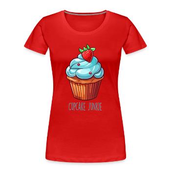Cupcake Junkie Cupcakes Süßigkeiten Backwaren - Frauen Premium Bio T-Shirt - Rot - Vorne - Mia (176cm)