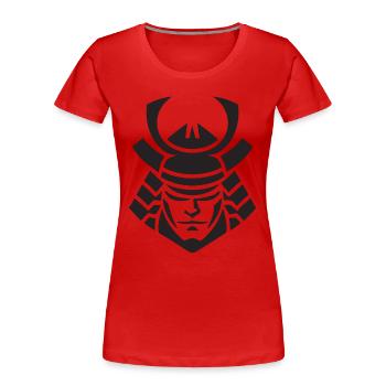 Samurai Helm Logo Katana Schwertkämpfer - Frauen Premium Bio T-Shirt - Rot - Vorne - Mia (176cm)