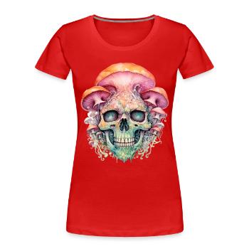 Crâne de champignon pour les cueilleurs de champignons amateurs de plantes - T-shirt bio Premium Femme - rouge - Devant - Mia (176cm)