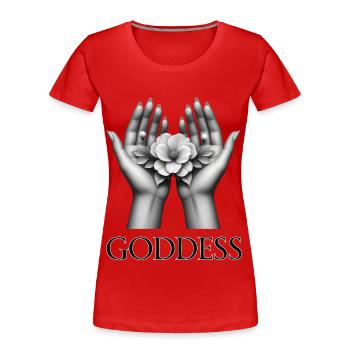 GÖTTIN (Untertitel) #004 - Frauen Premium Bio T-Shirt - Rot - Vorne - Mia (176cm)