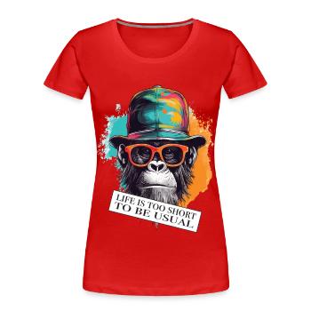 Gorilla zweideutiger Spruch und Einstellung - Frauen Premium Bio T-Shirt - Rot - Vorne - Mia (176cm)