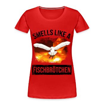 Seagull chasse poisson rouleau - mouette nord allemand moin - T-shirt bio Premium Femme - rouge - Devant - Mia (176cm)