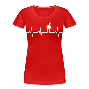 Landwirt Herzschlag - Frauen Premium Bio T-Shirt - Rot - Vorne - Mia (176cm)
