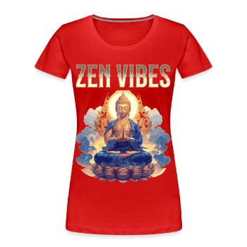 Buddha Buddhismus Religion Spirituell Meditation - Frauen Premium Bio T-Shirt - Rot - Vorne - Mia (176cm)