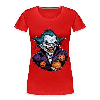 Halloween - Vampir Blutsauger Grusel mit Kürbis - Frauen Premium Bio T-Shirt - Rot - Vorne - Mia (176cm)