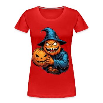 Halloween - Kürbis Grusel zur Walpurgisnacht - Frauen Premium Bio T-Shirt - Rot - Vorne - Mia (176cm)