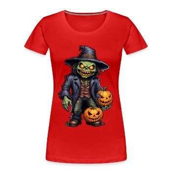 Halloween - Zombie Horror Grusel mit Kürbis - Frauen Premium Bio T-Shirt - Rot - Vorne - Mia (176cm)