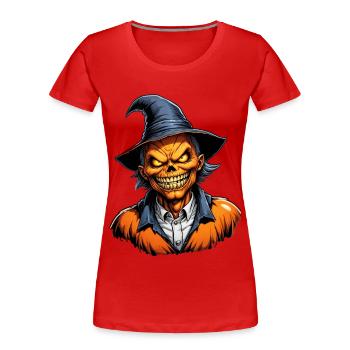 Halloween - Kürbis Grusel zur Walpurgisnacht - Frauen Premium Bio T-Shirt - Rot - Vorne - Mia (176cm)