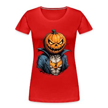 Halloween - Kürbis Grusel zur Walpurgisnacht - Frauen Premium Bio T-Shirt - Rot - Vorne - Mia (176cm)
