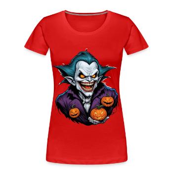 Halloween - Vampir Blutsauger Grusel mit Kürbis - Frauen Premium Bio T-Shirt - Rot - Vorne - Mia (176cm)