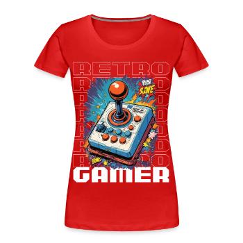 Retro Gamer Abenteuer Joystick - Frauen Premium Bio T-Shirt - Rot - Vorne - Mia (176cm)