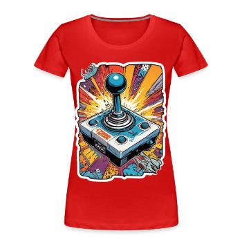 Retro Gamer Abenteuer Joystick - Frauen Premium Bio T-Shirt - Rot - Vorne - Mia (176cm)