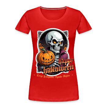 Halloween Skull Pumpkin Skull Creepy - Women's Premium Organic T-Shirt - red - Front - Mia (176cm)