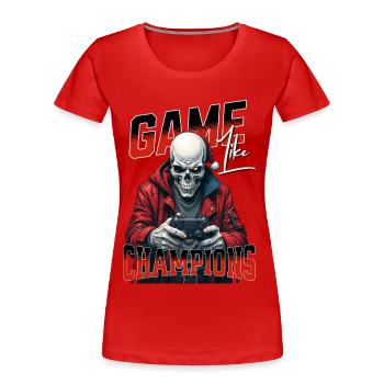 Game Like Champions Mit Totenkopf und Controller - Frauen Premium Bio T-Shirt - Rot - Vorne - Mia (176cm)