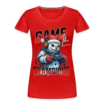 Game Like Champions Mit Totenkopf und Controller - Frauen Premium Bio T-Shirt - Rot - Vorne - Mia (176cm)