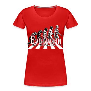 Evolution - Affe bis Roboter Zukunft Vergangenheit - Frauen Premium Bio T-Shirt - Rot - Vorne - Mia (176cm)