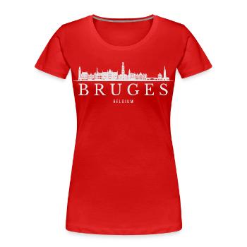 Silhouette de Bruges, Bruges Belgique - T-shirt bio Premium Femme - rouge - Devant - Mia (176cm)