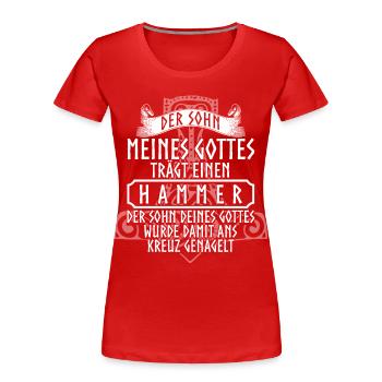 Wikinger - Thors Hammer - Frauen Premium Bio T-Shirt - Rot - Vorne - Mia (176cm)