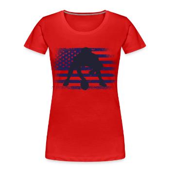 American Football Trikot USA Flagge - Frauen Premium Bio T-Shirt - Rot - Vorne - Mia (176cm)