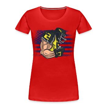 American Football Trikot USA Flagge - Frauen Premium Bio T-Shirt - Rot - Vorne - Mia (176cm)