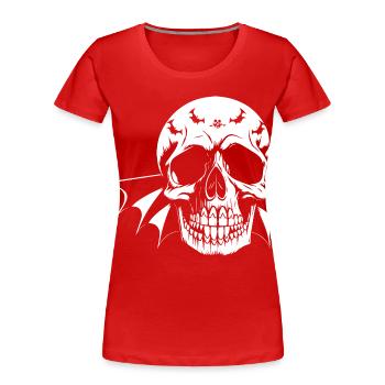 Horreur Crâne Crâne Art Crâne Gothique Heavy Metal - T-shirt bio Premium Femme - rouge - Devant - Mia (176cm)