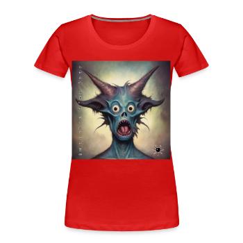 Monster #019 Hoppla! - Frauen Premium Bio T-Shirt - Rot - Vorne - Mia (176cm)