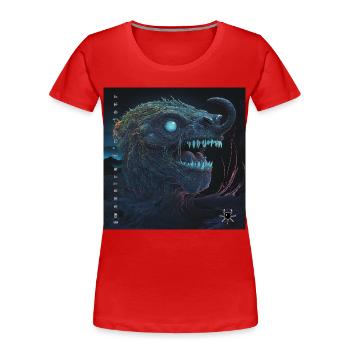 monstre #030 Trompette - T-shirt bio Premium Femme - rouge - Devant - Mia (176cm)
